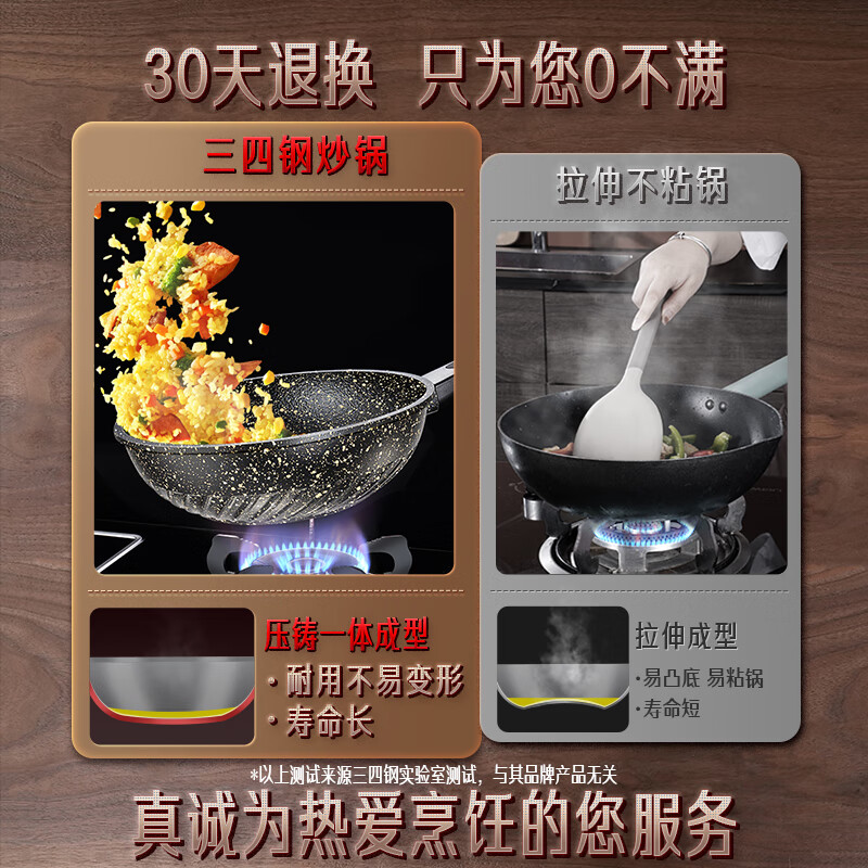 Sansi Steel Non-stick Maifan Stone Color Wok Oil-free Fume Wok Induction Cooker Gas Stove Special 32cm 24608