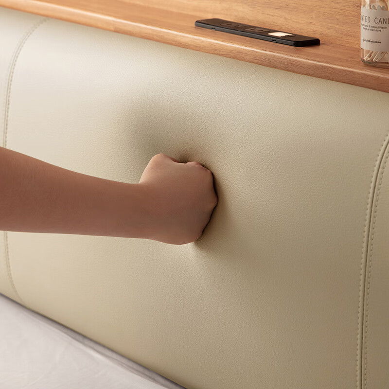 Lin's home solid wood bed double bed Nordic log style soft-packed bedside storage bed modern home master bedroom king bed PK9A solid wood color | row frame solid wood bed 1.5 meters x 2 meters