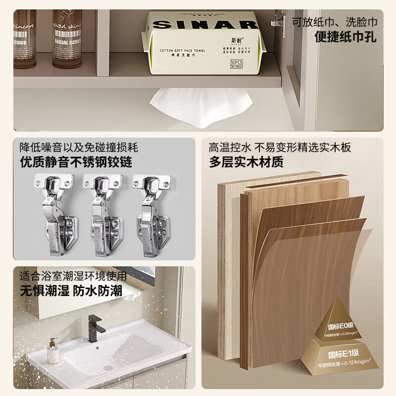 KEGOO bathroom cabinet ceramic integrated washbasin solid wood mirror cabinet combination bathroom washbasin washbasin 70cm K8071