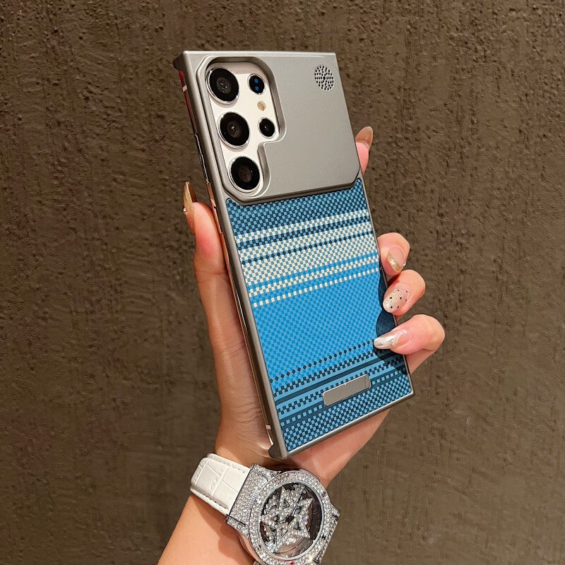 Youshi Samsung S24Ultra mobile phone case Kevlar texture S25Ultra anti-fall all-inclusive S23Ultra metal magnetic suction S22Ultra simple frame protection advanced protective cover deep space gray contrast texture Samsung Galaxy S24 Ultra