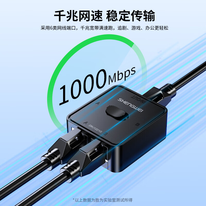 Shengwei network switch network cable Gigabit splitter 2 in 1 out/1 in 2 out plug-free switching between internal and external networks computer sharing device DRJ1221G