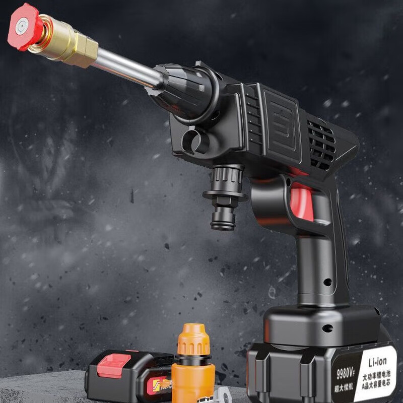 The most popular model on the whole network, Hanboshi high-power long-lasting water spray gun, household scrubbing high-pressure water gun artifact 220v wireless household cleaning water gun, car washing machine, car washing water gun 12V 3 cells 1 battery 1 charge + carton + 5 meters water pipe