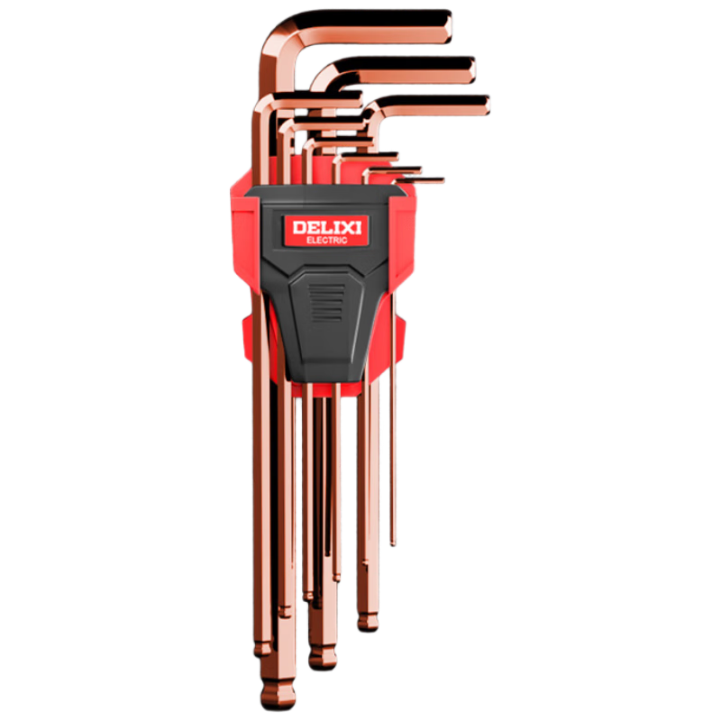 Delixi Electric Hexagonal Wrench Set Hardware Repair Tools Hexagonal Screwdriver S2 Steel 9-piece Set Extended Flat Head/Ball Head