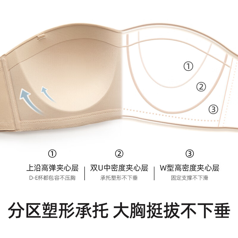 Xingmian large breast strapless underwear women's bra push-up wrap chest lifting anti-sag seamless invisible anti-slip tube top large size bra