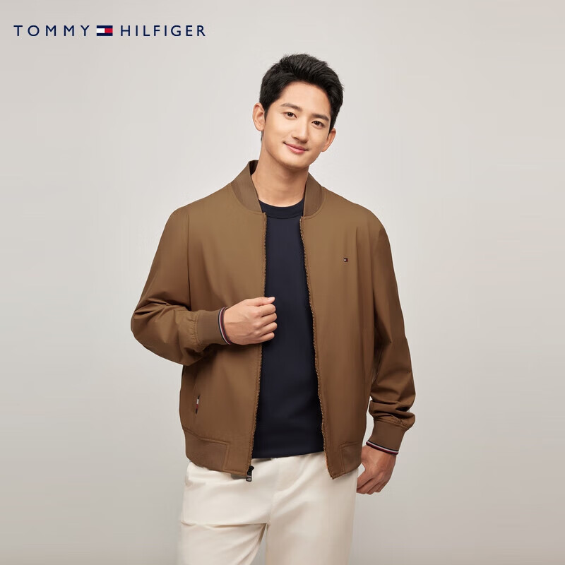 Tommy Hilfiger Out in the City Autumn and Winter Men's Trimmed Cuffs Business Casual Baseball Bomber Jacket