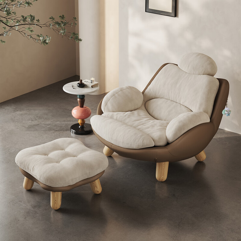 VRSUK Italian light luxury patented lazy sofa chair modern minimalist style designer living room bedroom leisure lounge chair Suede fleece + down single chair