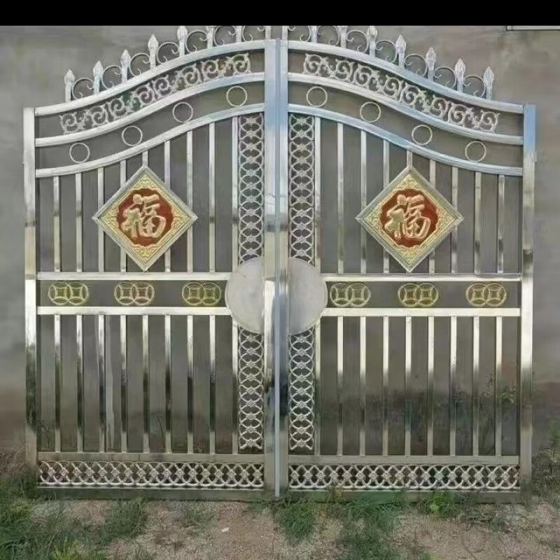 Qinkai 304 stainless steel double-door villa courtyard door main picture across