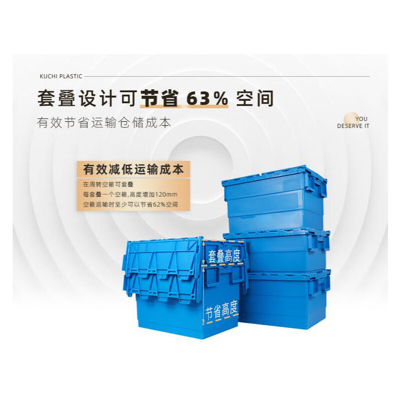 Jingku plastic turnover box thickened oblique plug-in logistics box with cover gray storage box warehouse storage box supermarket distribution box blue 400*300*240mm