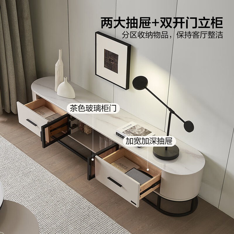 Quanyou Home Coffee Table Living Room Light Luxury High-end Large and Small Round Coffee Table Combination Living Room Movable Sofa Side Table Furniture