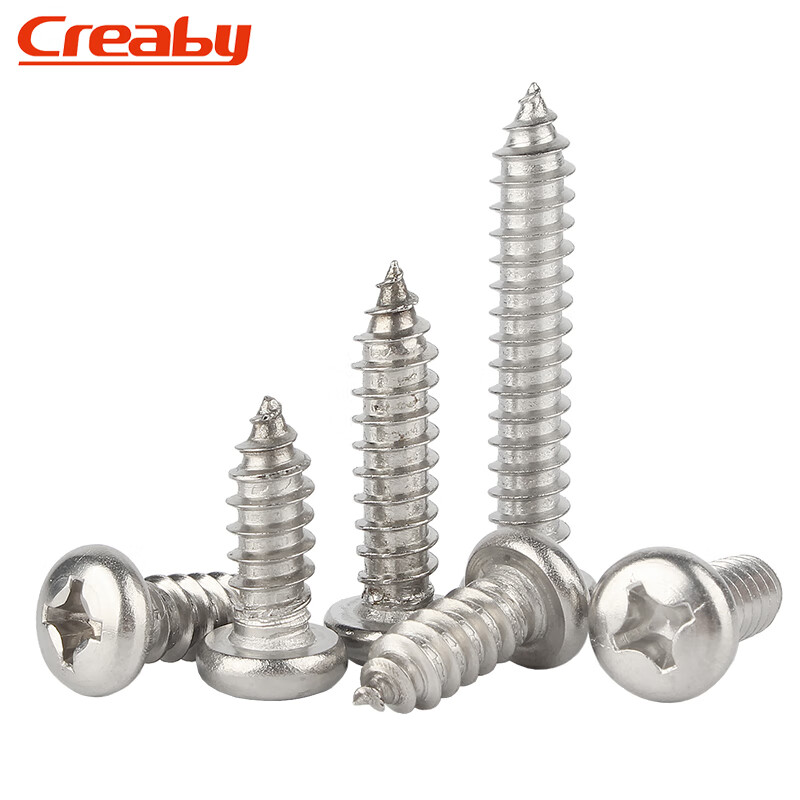 Creaby304 stainless steel cross round head self-tapping screws pan head cross recessed wood screws tip tail self-tapping screws M3x6 100 pieces