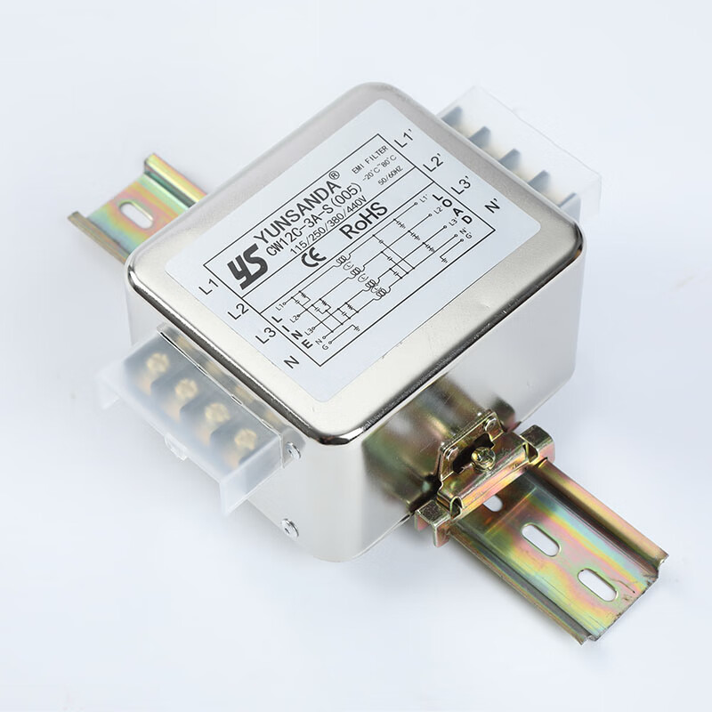 YUNSANDA single-phase AC rail type anti-interference 20A power filter bipolar 220v purification high performance CW12C-30A-R three-phase four-wire rail