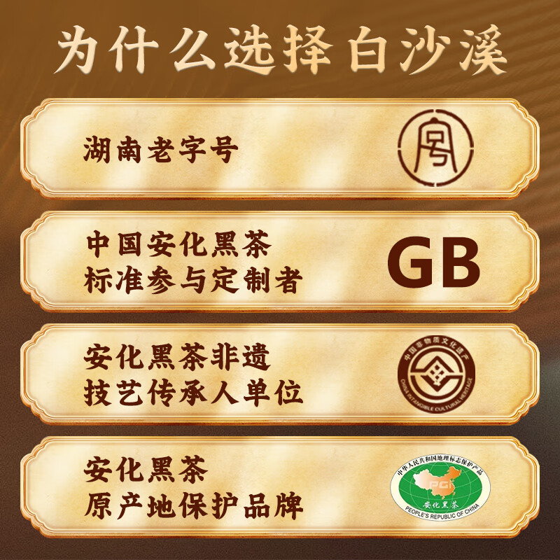 Baishaxi Tea Anhua Dark Tea Golden Flower Fu Brick Tea Hunan Specialty Fu Tea Royal Product Fu Brick Tea 318g boxed