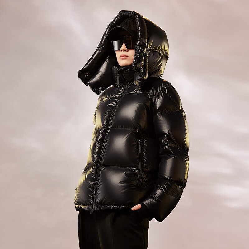 Govan Black Gold Goose Down Jacket Black Pearl 2.0 Four-Panel Down Jacket Women's and Men's Couple's Short Winter Jacket Black S