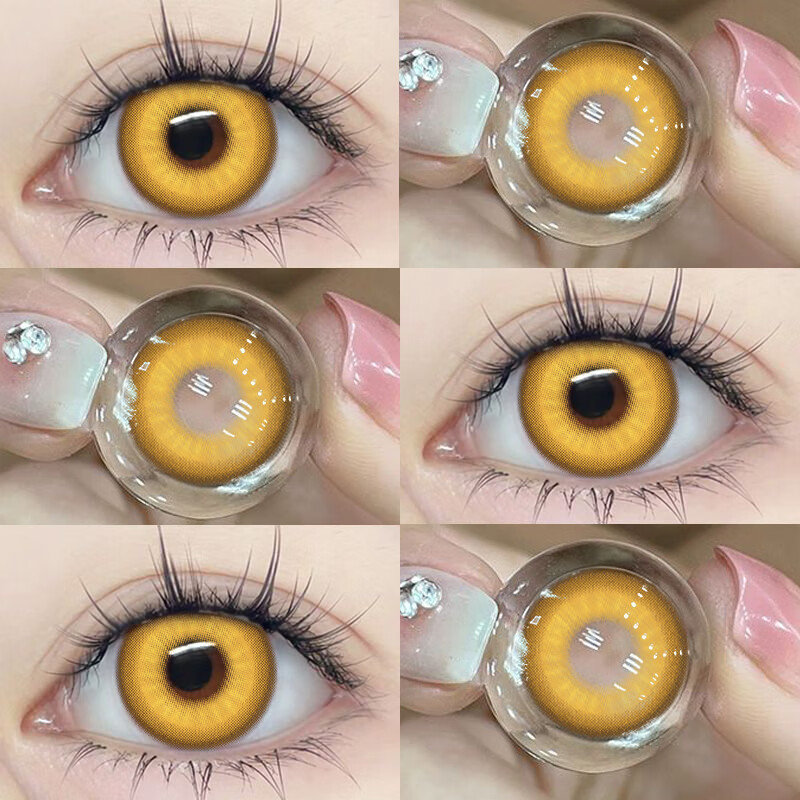 Elofe Mandrill golden contact lenses COS Genshin Impact red blue green purple brown color contact lenses Dawn Gold 0 degree
