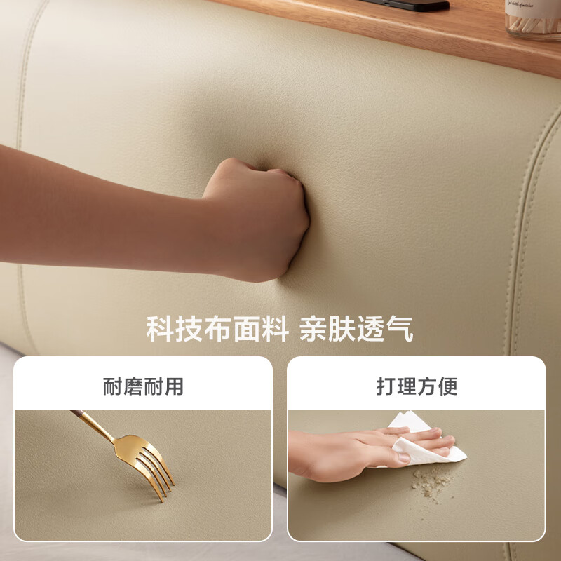 Lin's home solid wood bed double bed Nordic log style soft-packed bedside storage bed modern home master bedroom king bed PK9A solid wood color | row frame solid wood bed 1.5 meters x 2 meters