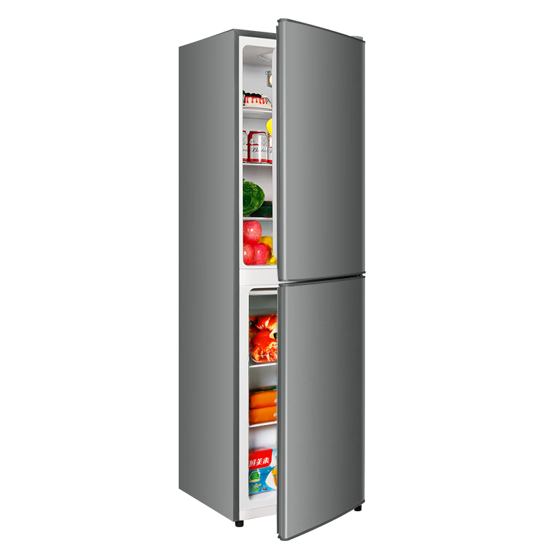CHIGO 268 liter double-door refrigerator household small first-class energy efficiency large capacity refrigerated fresh-keeping soft freezer partitioned storage energy-saving refrigerator for rental housing trade-in 268 liters four layers of upper refrigeration and three layers of lower freezer shelves