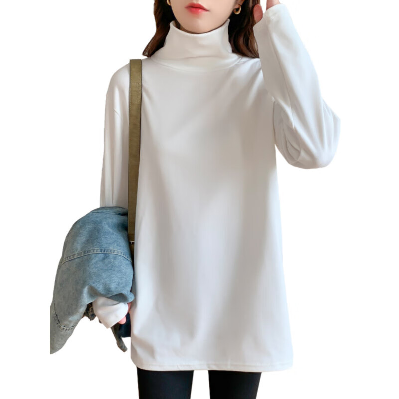 Woodpecker (TUCANO) turtleneck bottoming shirt for women with German velvet thickened warm loose large size mid-length top western style long-sleeved T-shirt AD0170 black XL 135-155 catties