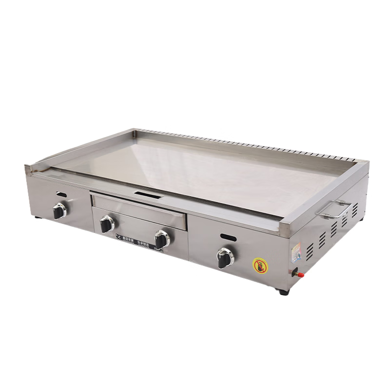 Dekebang's new stainless steel alloy high-end griddle, large oil box, hand-caught cake, egg-filled pancake, grilled cold noodles, fried rice, fried steak burger, gas 73*50 stainless steel alloy griddle plate thickness 10 mm