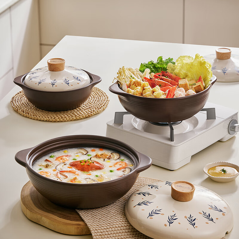 Bear casserole wide-mouth soup pot clay pot rice stew pot high temperature resistance and non-cracking 3.2L health-care pot ceramic pot gas