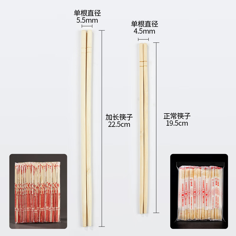 SHUANG YU Disposable Chopsticks Thick and Long 5.5 Round Chopsticks 100 Pairs Independently Packed Red Wedding Chopsticks Convenient and Hygienic Bamboo Chopsticks