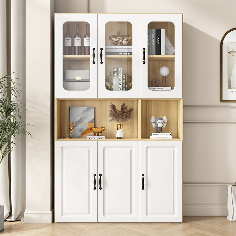 Yunbin Guangdong Foshan sideboard multi-functional living room bookcase wine cabinet storage cabinet combination wall cabinet corner cabinet tea cabinet 2-door white package installation