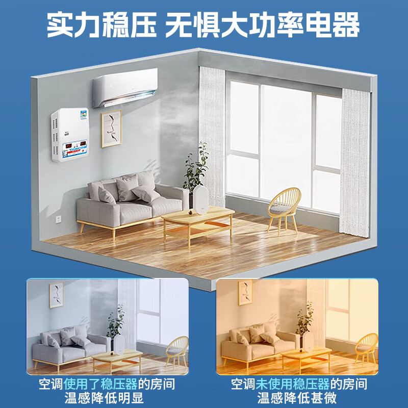 Mirror Camp Voltage Stabilizer 220v Air Conditioning Voltage Stabilizer Fully Automatic Household Voltage Stabilizer Single Phase AC High Power Low Voltage Stabilizer 6800W Model Comes with Mounting Screws and Wall Mounting Bracket