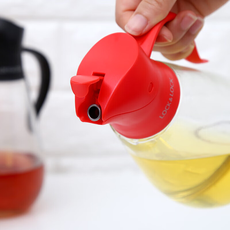 LOCK & LOCK large-capacity glass oil pot oil bottle vinegar wine soy sauce seasoning pot 550ml red