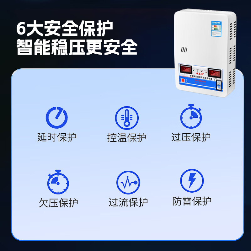 Mirror Camp Voltage Stabilizer 220v Air Conditioning Voltage Stabilizer Fully Automatic Household Voltage Stabilizer Single Phase AC High Power Low Voltage Stabilizer 6800W Model Comes with Mounting Screws and Wall Mounting Bracket