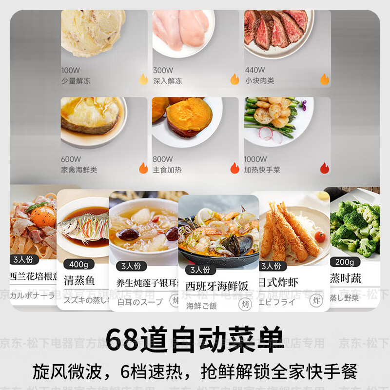 Panasonic universal oven microwave oven home smart micro-steaming and baking all-in-one machine flat-panel multi-function oven air frying station built-in dual-purpose first-class energy efficiency 28L | top grill and bottom steam | 68 smart menus DS59