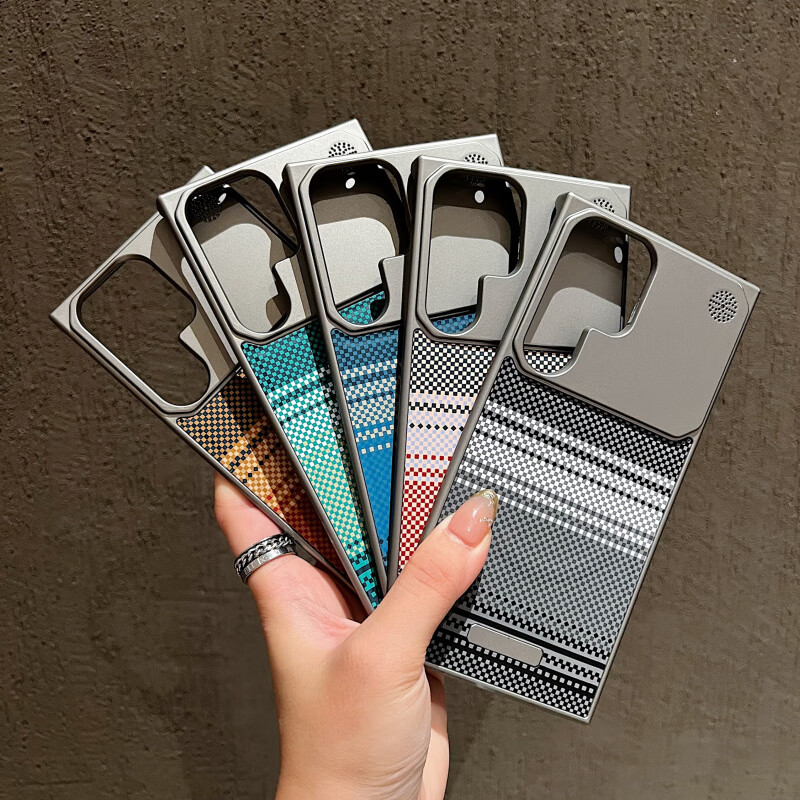 Youshi Samsung S24Ultra mobile phone case Kevlar texture S25Ultra anti-fall all-inclusive S23Ultra metal magnetic suction S22Ultra simple frame protection advanced protective cover deep space gray contrast texture Samsung Galaxy S24 Ultra