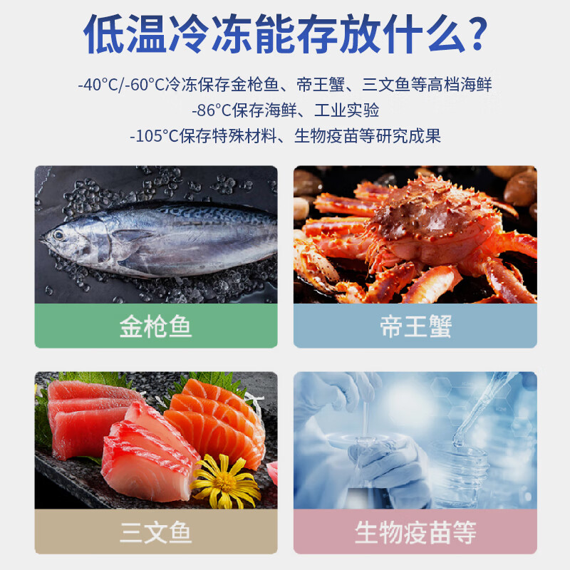 Chixue ultra-low temperature freezer minus 60/80/105/degrees Scientific research laboratory biological freezer -135/145 degrees Plasma medicine refrigerator minus 40 degrees industrial cryogenic quick freezer 118 liters Size 1270*795*990mm -40 to -86 adjustable