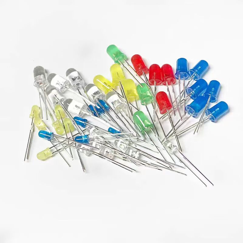 Noran LED small light bulb light-emitting diode 5MM 5 kinds of red, green, yellow, white and blue, 20 pcs each, total 100 pcs (1 pack)