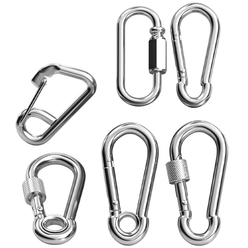 Tianzhuo Hardware 304 stainless steel spring buckle carabiner safety buckle key chain gourd buckle nut spring band ring buckle dog chain buckle M4 (standard type) 2 pieces