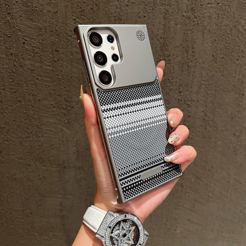 Youshi Samsung S24Ultra mobile phone case Kevlar texture S25Ultra anti-fall all-inclusive S23Ultra metal magnetic suction S22Ultra simple frame protection advanced protective cover deep space gray contrast texture Samsung Galaxy S24 Ultra