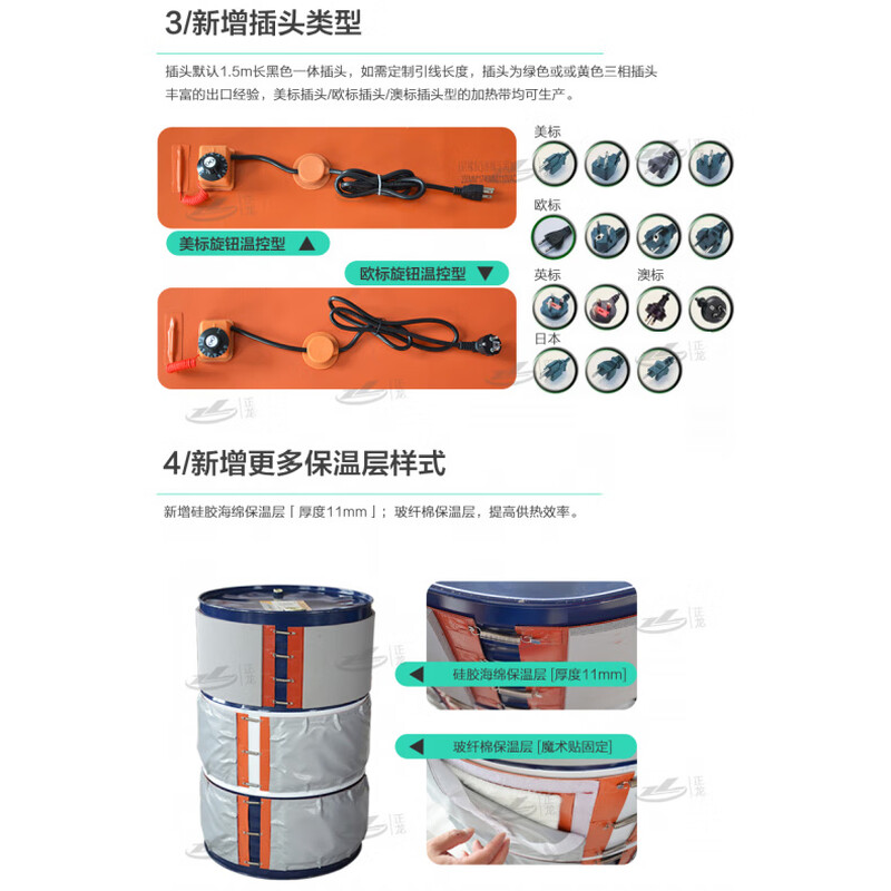 Zhenglong 200L oil drum silicone rubber electric blanket tank iron drum heating belt liquefied gas bottle heater heating jacket square ton barrel heating blanket customization