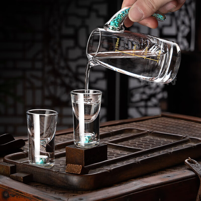 Depinte high-end liquor cup dispenser set rotating cup holder bullet cup wine glass wine set Blue Mountain wine dispenser set 10 pots 10 cups rotating cup holder