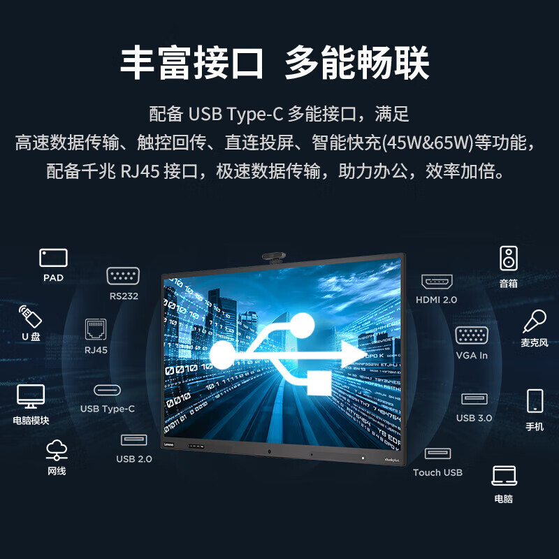 Lenovo conference tablet all-in-one 55/65/86-inch touch screen smart electronic whiteboard video conferencing TV multimedia teaching training office display large screen S55+Gen3 55-inch+screen projector