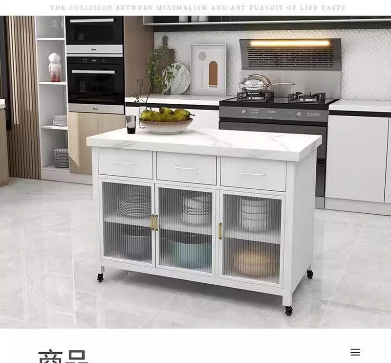 Mexueer custom table kitchen dining table integrated small apartment with drawer storage sideboard marble removable island table black 806085cm double door double drawer double door