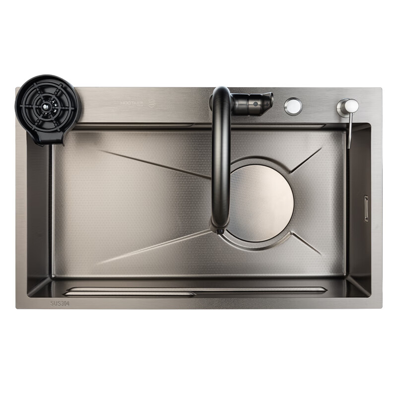 Hongtai/HOOTA honeycomb embossed thickened 5.0 nanometer anti-scratch and anti-fouling handmade multi-functional kitchen large single sink H2 H2 style 76 46 sink set