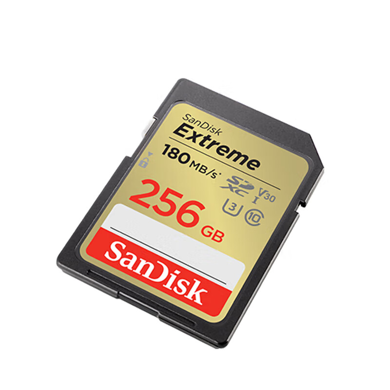 SanDisk 256GB SD memory card 4K V30 U3 C10 camera memory card reading speed 180MB/s writing speed 130MB/s high-speed continuous shooting mirrorless/SLR camera