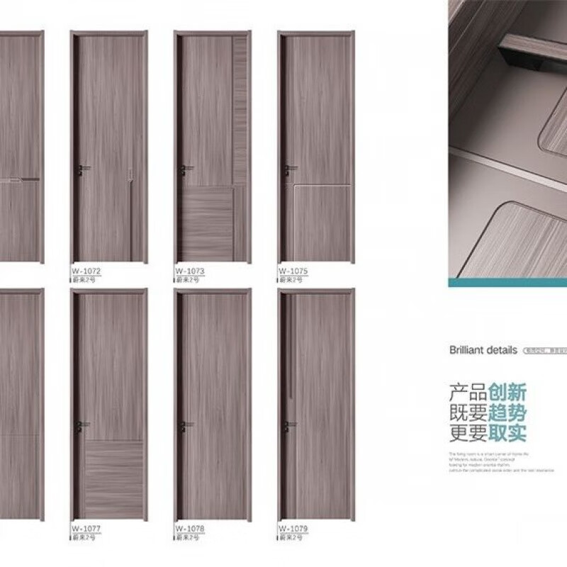 Meikejie Ecological Solid Wood Composite Door Paintless Bedroom Carbon Crystal Carbon Fiber Soundproof Room Study Customized Home Door Promotion (Full Set including Hardware) Style and Size Consult Customer Service Customization