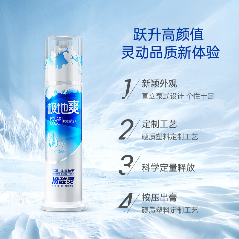 Lengsuanling Anti-Sensitive Pump Whitening Toothpaste Fresh Breath Polar White + Polar Refreshing 2 sticks 260g Recommended by Wu Lei