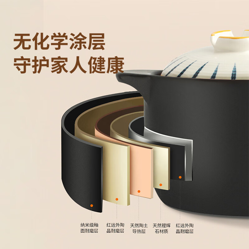 Yichen 5L household Japanese casserole for soup, medicine, porridge, rice, stew pot, health ceramic soup pot for open fire use