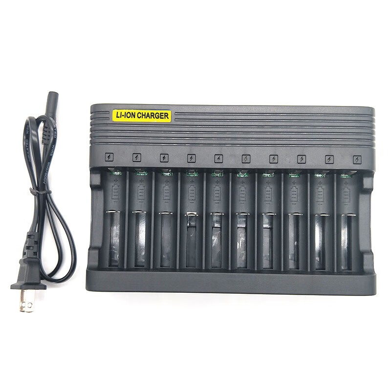 18650 lithium battery charger 3.7V 4.2V multi-functional stand charger headlight fan flashlight fast charge 10-slot fast charge 1 (6A high current) anti-reverse connection