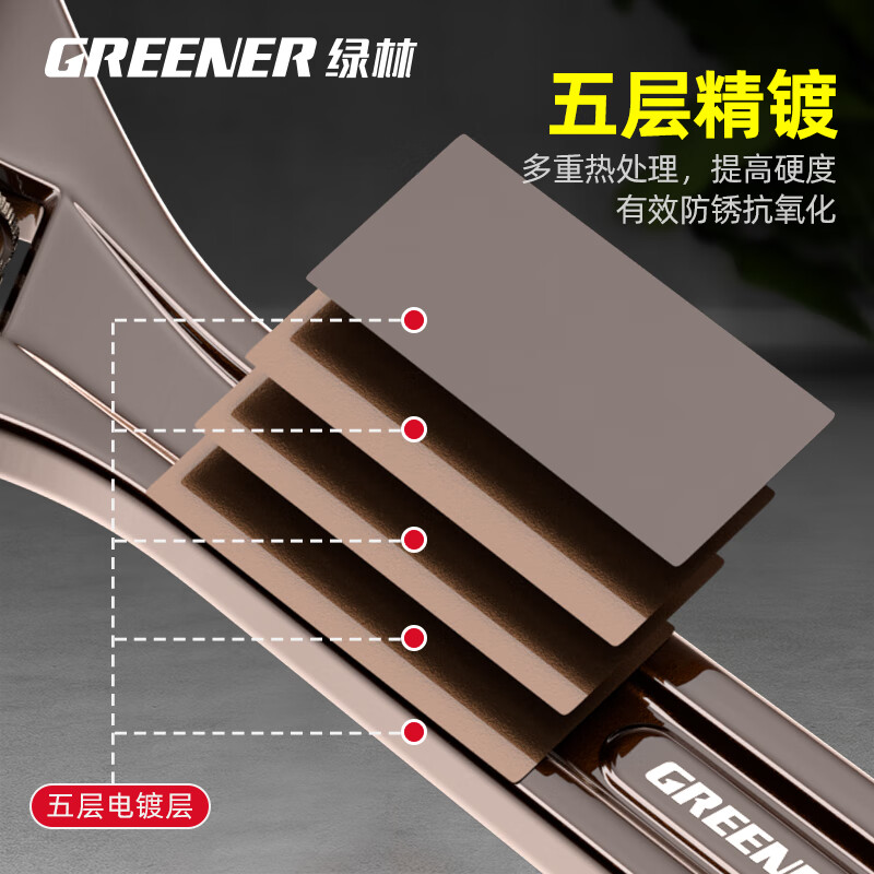 GREENER black nickel adjustable wrench multi-functional household universal adjustable wrench 12-inch open bathroom wrench adjustable wrench
