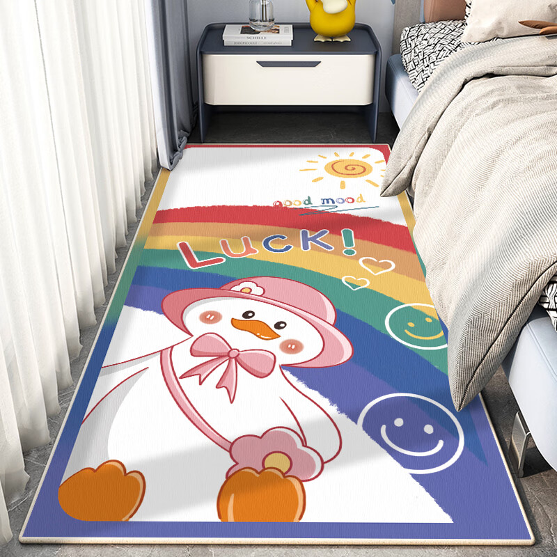 Jixiang thickened cartoon bedside blanket bedroom strip children's room wash-free balcony tatami bay window customizable living room carpet Doraemon Dora 60X160 cm