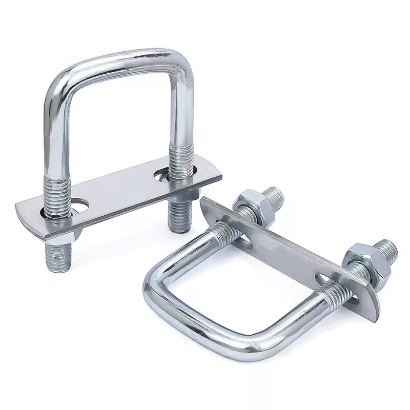 Jinchao galvanized square U-shaped pipe clamp right-angle bolt wire buckle hoop extended retainer connector M6M8M10 M6*30*80 (1 piece)
