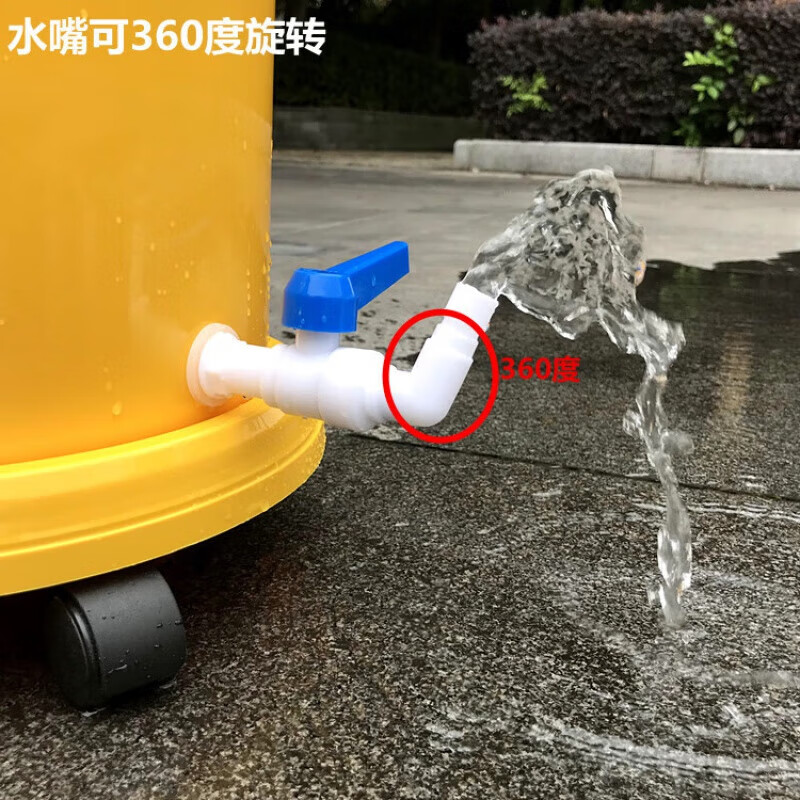 Thickened portable plastic mop bucket with wheels and faucet for drainage, large and small mopping, car washing, storage and foot soaking bucket 20L blue pulley bucket + ball valve faucet