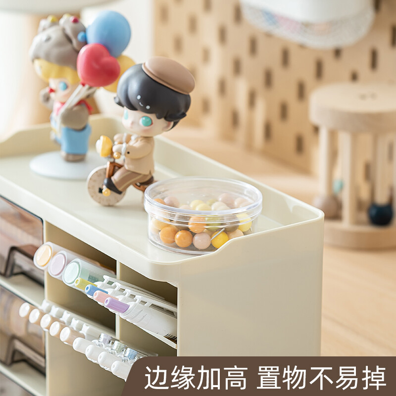 The best products of the times, oblique insertion pen holder storage box, office student desktop marker pen and stationery storage, multi-functional creative pen box, large capacity pen holder, children, boys and girls, good-looking, creamy yellow, oblique insertion drawer pen holder