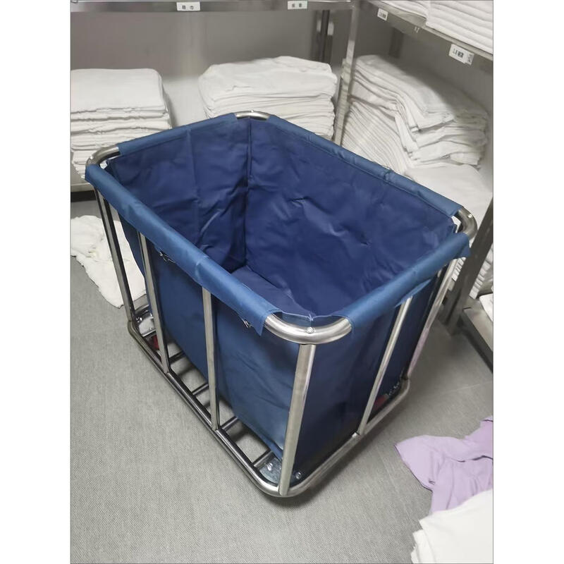 Stainless steel hotel room linen cart bag hotel thickened silent linen cart multi-functional cleaning room entrance cart fully equipped single-pass stainless steel installation-free-5-inch wheel
